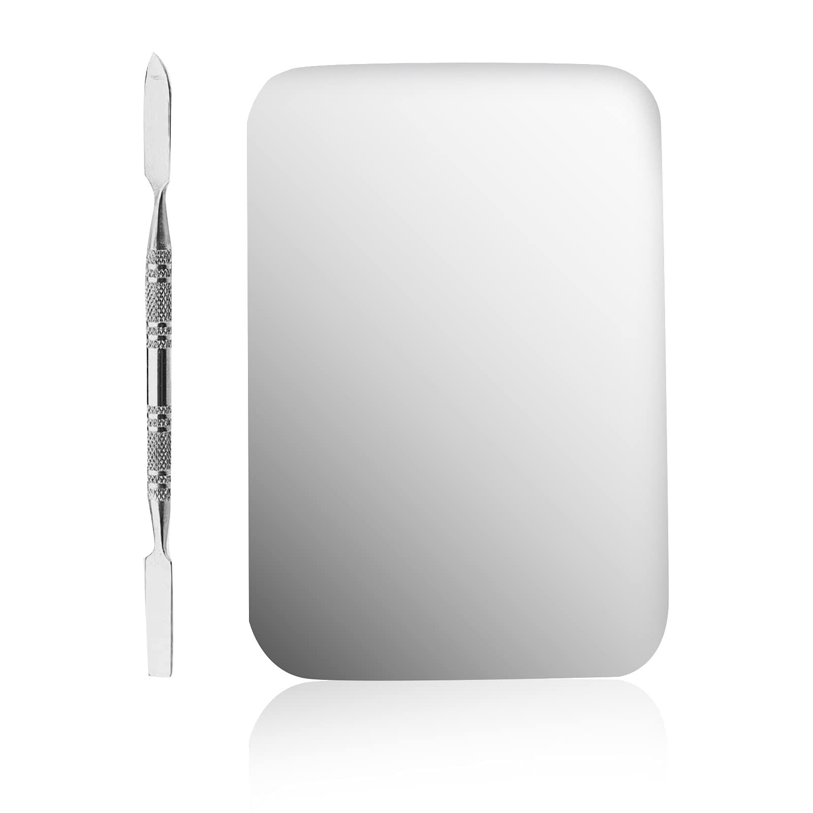 Elecsera Stainless Steel Makeup Palette Spatula Rectangle Shape Foundation Mixing Plate