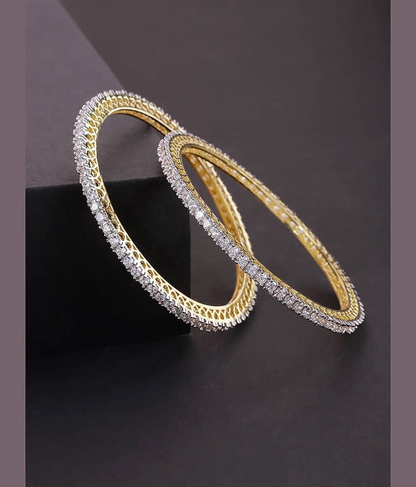 Priyaasi Beautiful White American Diamond Gold Plated Bangles for Women and Girls
