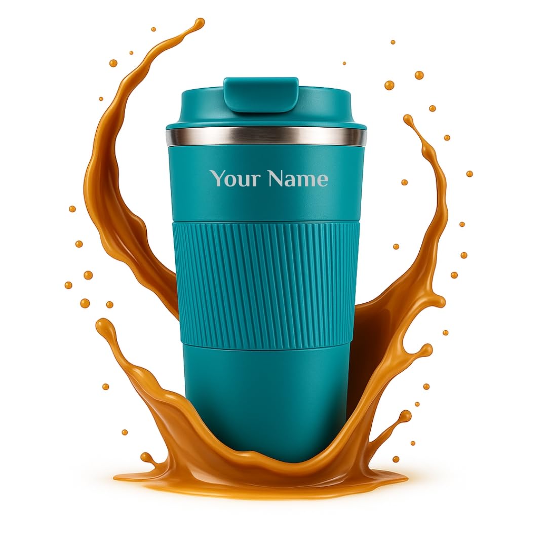 Personalized Coffee Tumbler with Name, Customized Travel Mug with Lid, Coffee Mug for Men and Women, Birthday Gifts, Valentine's Day Gift, Corporate Gifts for Employee (Blue,510ml)
