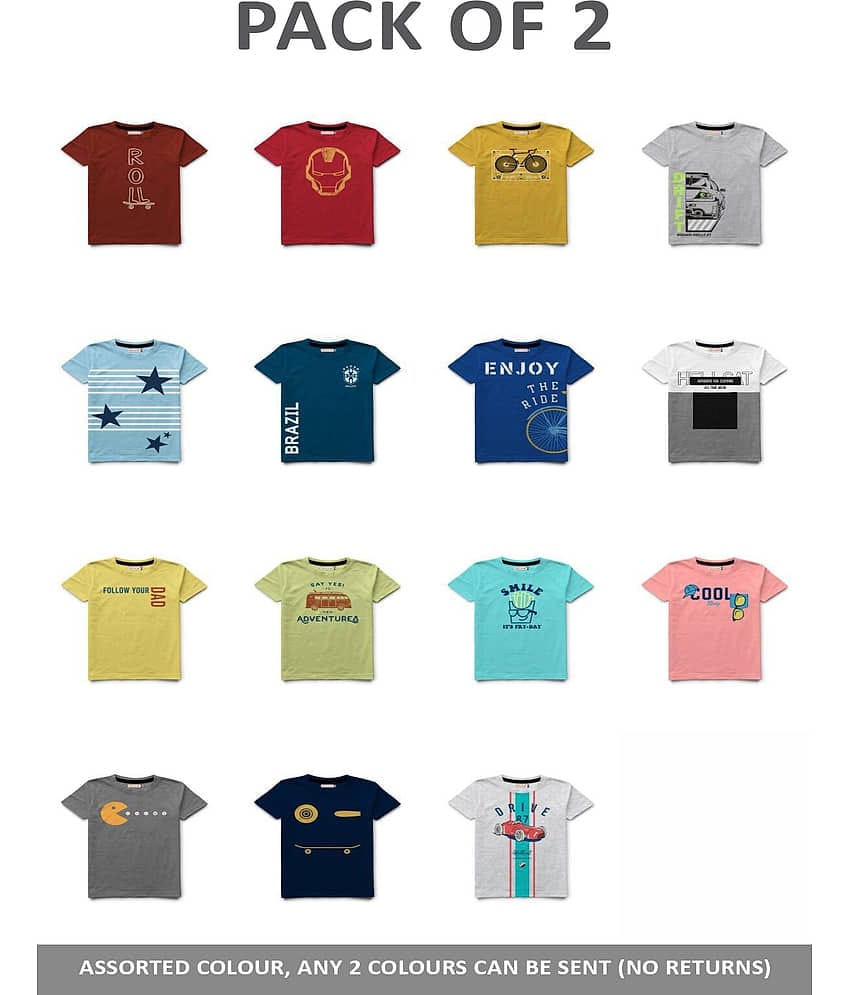 HELLCAT Pack of 2 Boys Cotton Blend T-Shirt ( Multi Color )