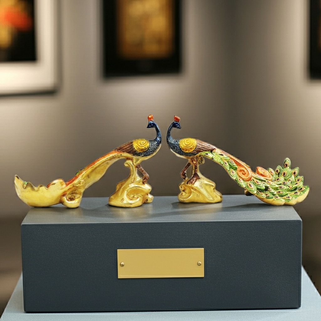 Premium Brass Peacock Statue for Living Room Decoration, Height : 7 Inch (BSMAS1515 A)