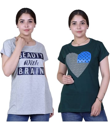 Varenyam Women Cotton Regular Fit Round Neck T-Shirt ( Grey )