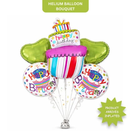 Happy Birthday Triple Layer Cake Helium Foil Balloon Set of 5