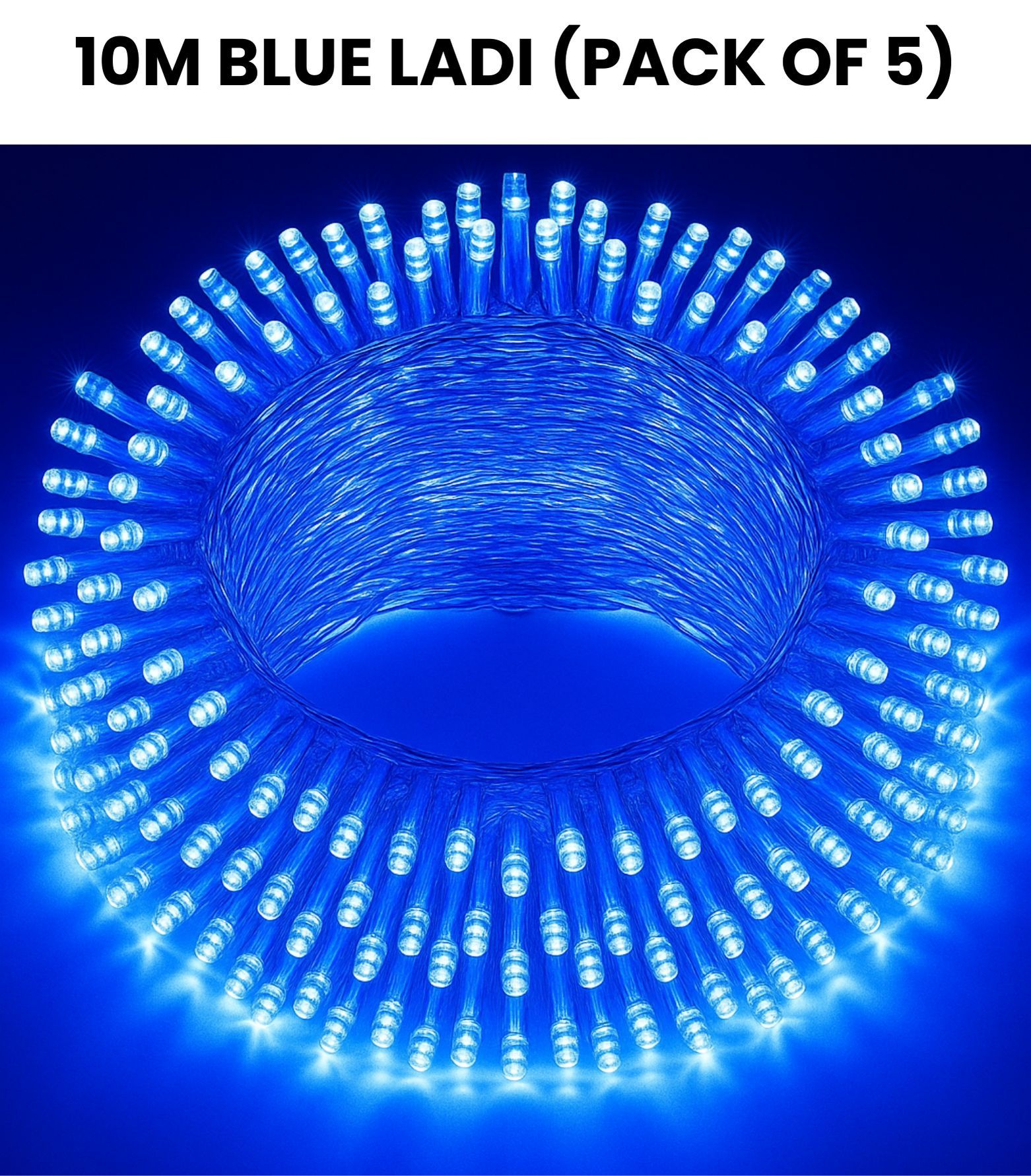 SPARKWORLD 10 Meter Blue LED Rice Lights Decorative Ladi for Festivals & Events (Pack of 5) with Free Jointer (7+1)