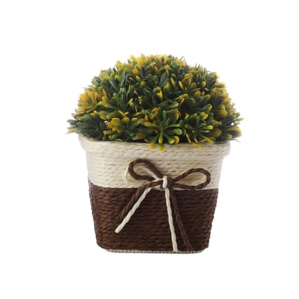 Foliyaj Artificial Plant with Yellow Green Leaves|Bonsai Tree|Artificial Flower|with Pot|Home Decor for Living Room Home Office Shop|House|Gift|Decoration