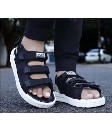 Aadi Black Mesh/Textile Sandals