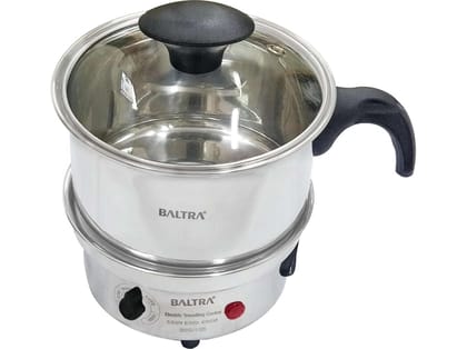 BALTRA BTC-102 Glair Plus 400 Watts Multi Cooker Electric Kettle Stainless Steel Body with Glass Lid (0.9 L)