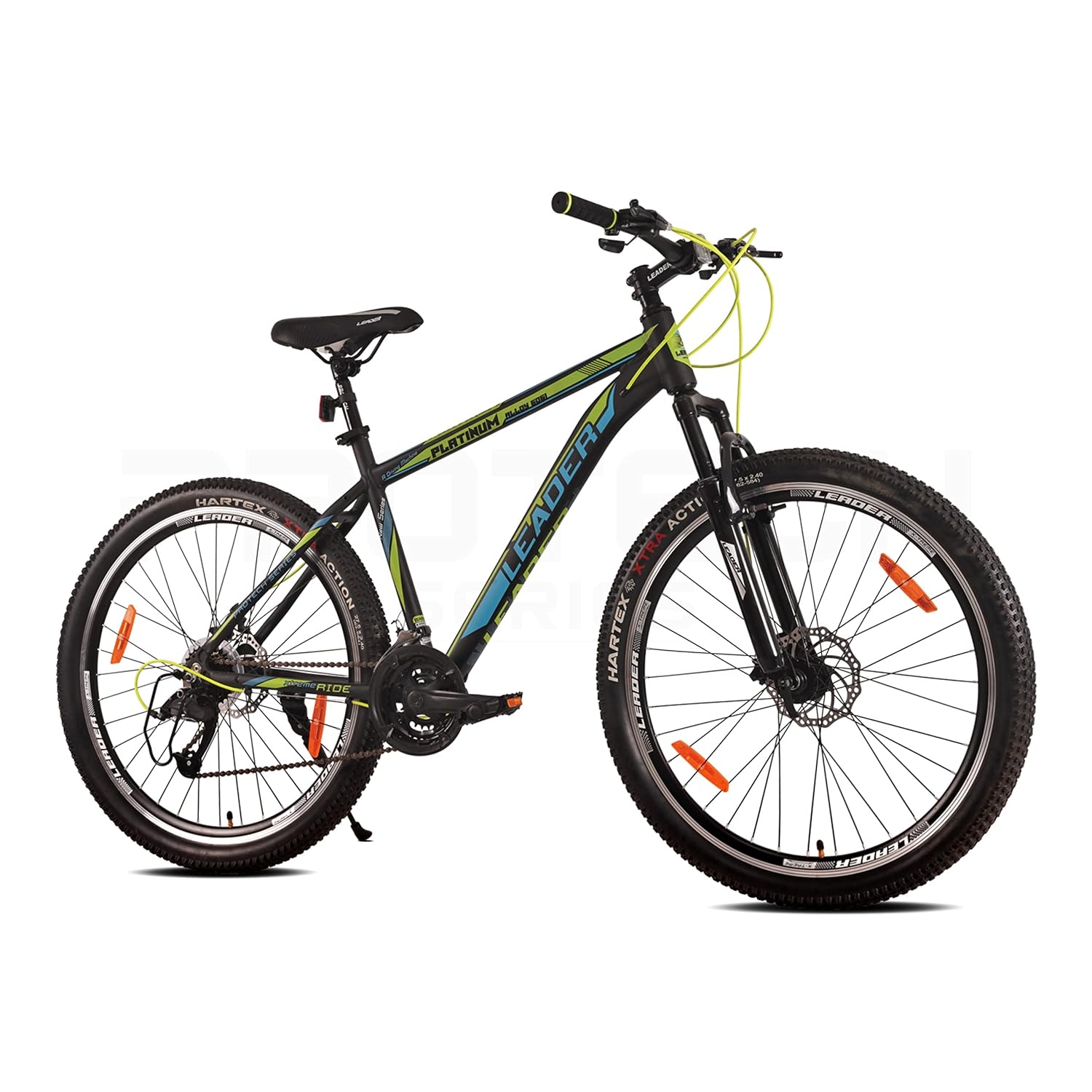 Leader Platinum 27.5T [21-Speed] Alloy MTB Cycle With Front Suspension And Dual Disc 27.5 T Hybrid Cycle/City Bike (21 Gear, Black)