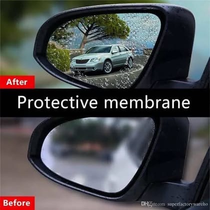 Car Side Mirror Protective Membrane, Anti-Fog & Rainproof Waterproof Film for Car Rear View Mirrors, HD Clear Anti-Glare Nano Protective Sticker, Universal Fit for Cars, SUVs, Bikes (Pack of 2)