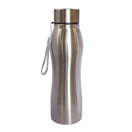 Sleek Stainless Steel Water Bottle with Carrying Strap