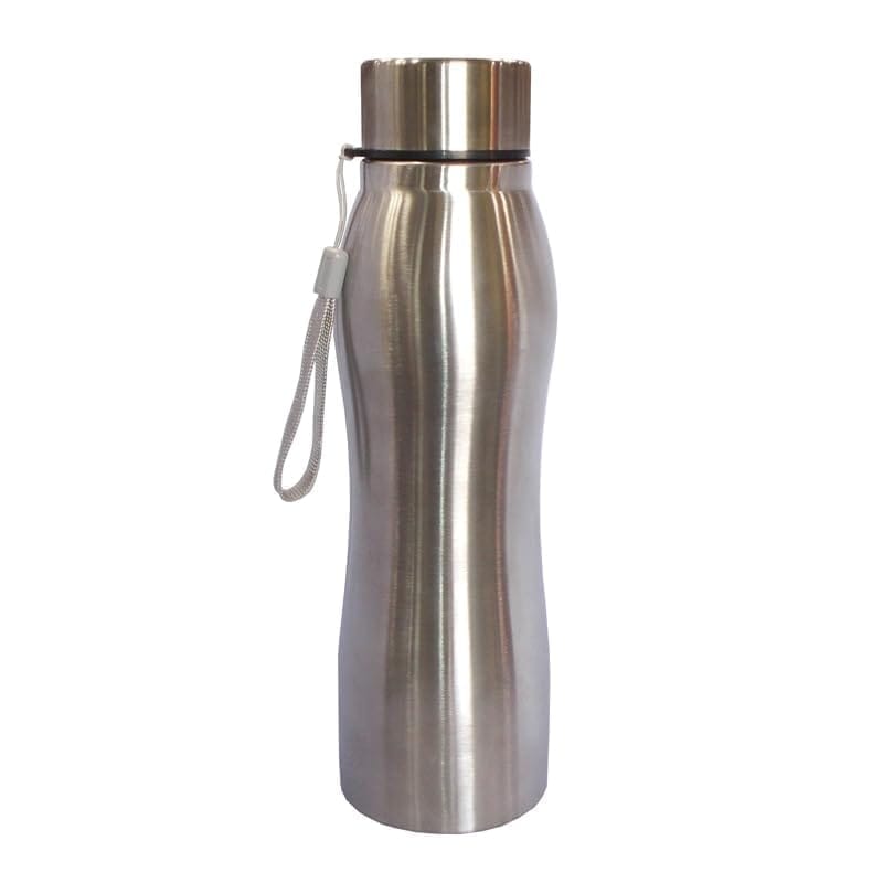 Sleek Stainless Steel Water Bottle with Carrying Strap