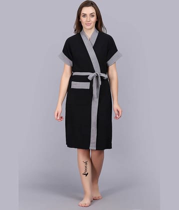 Poorak Black Free Size Bathrobe ( Pack of 1 )