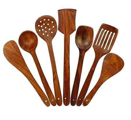 7 Pcs Wooden Serving Spoon Set Kitchen Serving Spoon Set