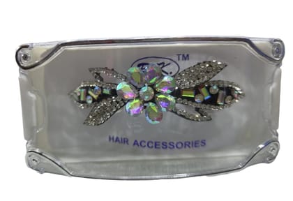 Rhinestone and Crystal Flower Hair Clip* Silver-Tone Flower Hair Barrette*