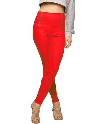 Miss Chase Polyester Jeggings - Red
