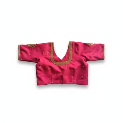 Women's Pink Embroidered Silk Blouse