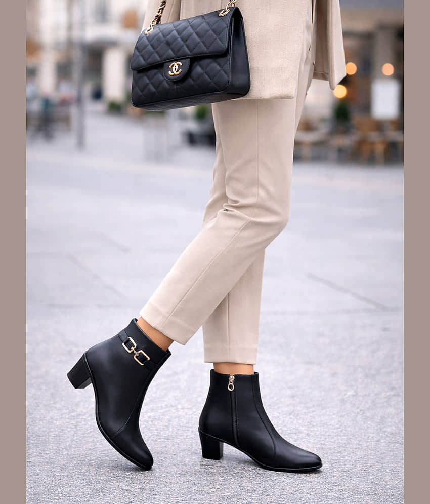 Stylestry Black Women's Ankle Length Boots