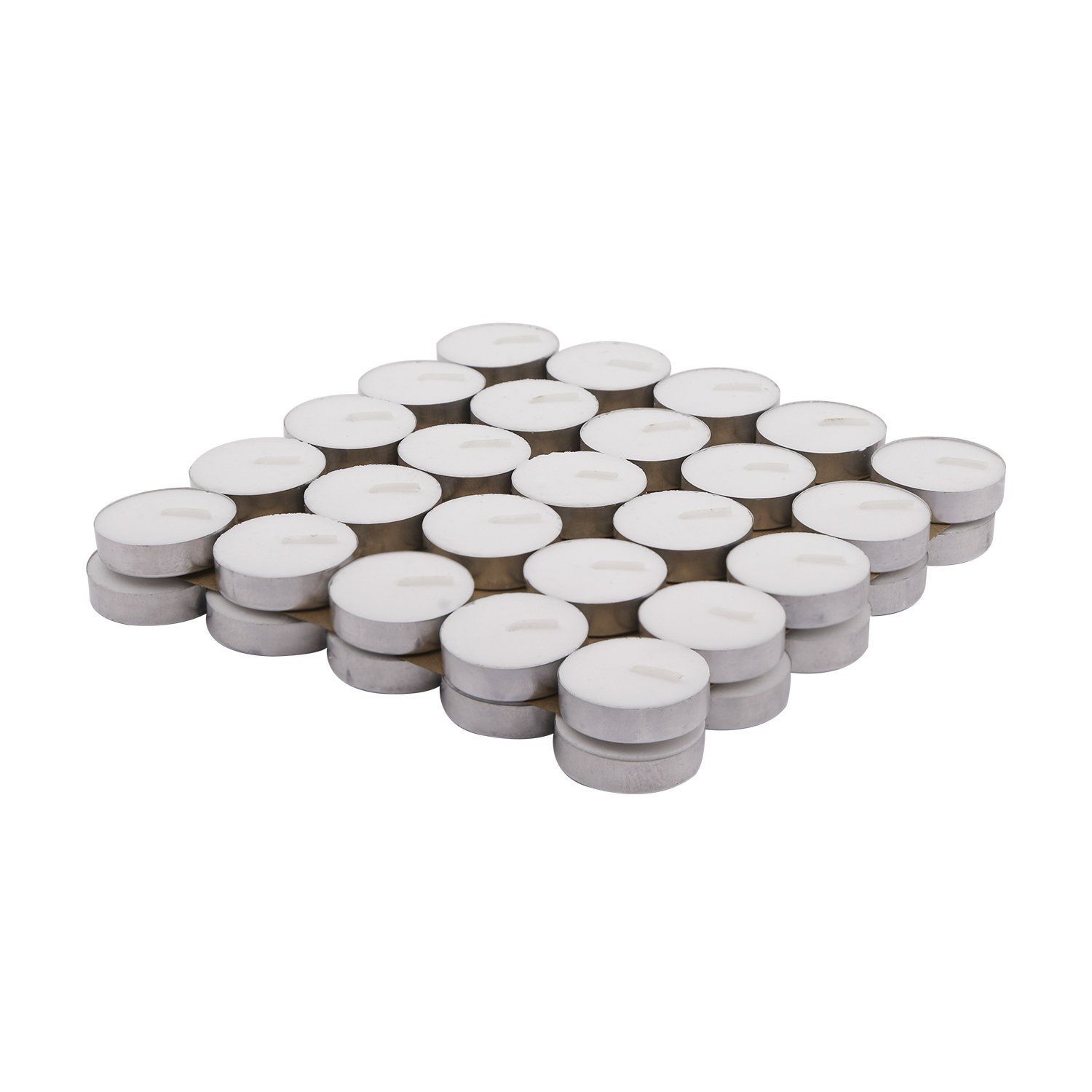 Sahej Multitrade Services Wax Tealight Candles, 2-Hour Burn Time, Smokeless, No Residue, Unscented Set of (50)