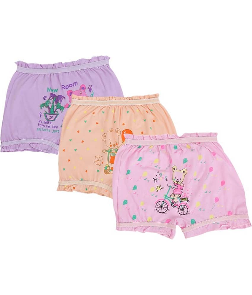 PARYAG HOSIERY Pack of 3 100% Cotton Bloomers For Girls ( Multi )