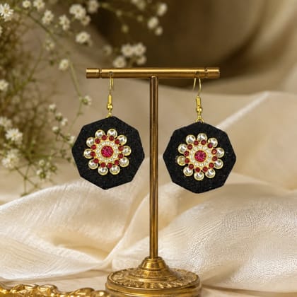 febric and  Kundan Earrings