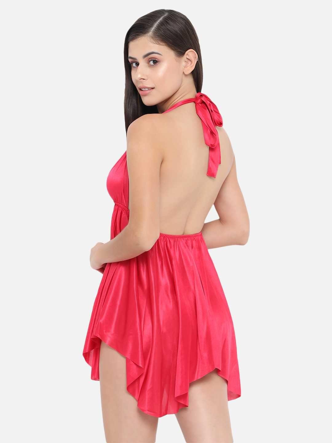 Honeymoon Cherry Red Bridal Babydoll Bikini & Night Dress-B36C-S-10XL