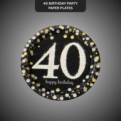 Happy 40 Birthday Party Paper Plates - 9 inches - 8PC