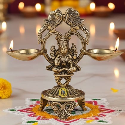 Brass Table Decor Oil Lamp Deepak With Laxmi - Elegant Brass Diya for Temple Use, Height : 7.2 Inch (BSMAS1195 A) Brass Table Decor Oil Lamp Deepak With Laxmi - Elegant Brass Diya for Temple Use, Height : 7.2 Inch (BSMAS1195 A)
