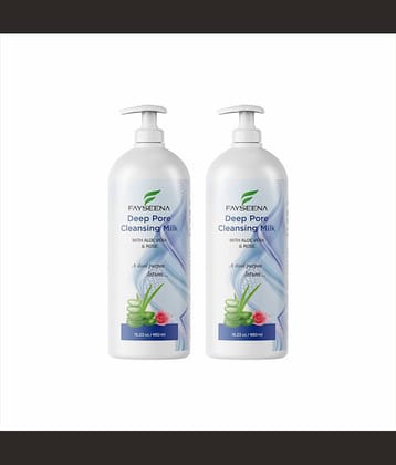 Fayseena Deep Pore Cleansing Milk With AloeVera & Rose -480 ml (Pack Of 2)