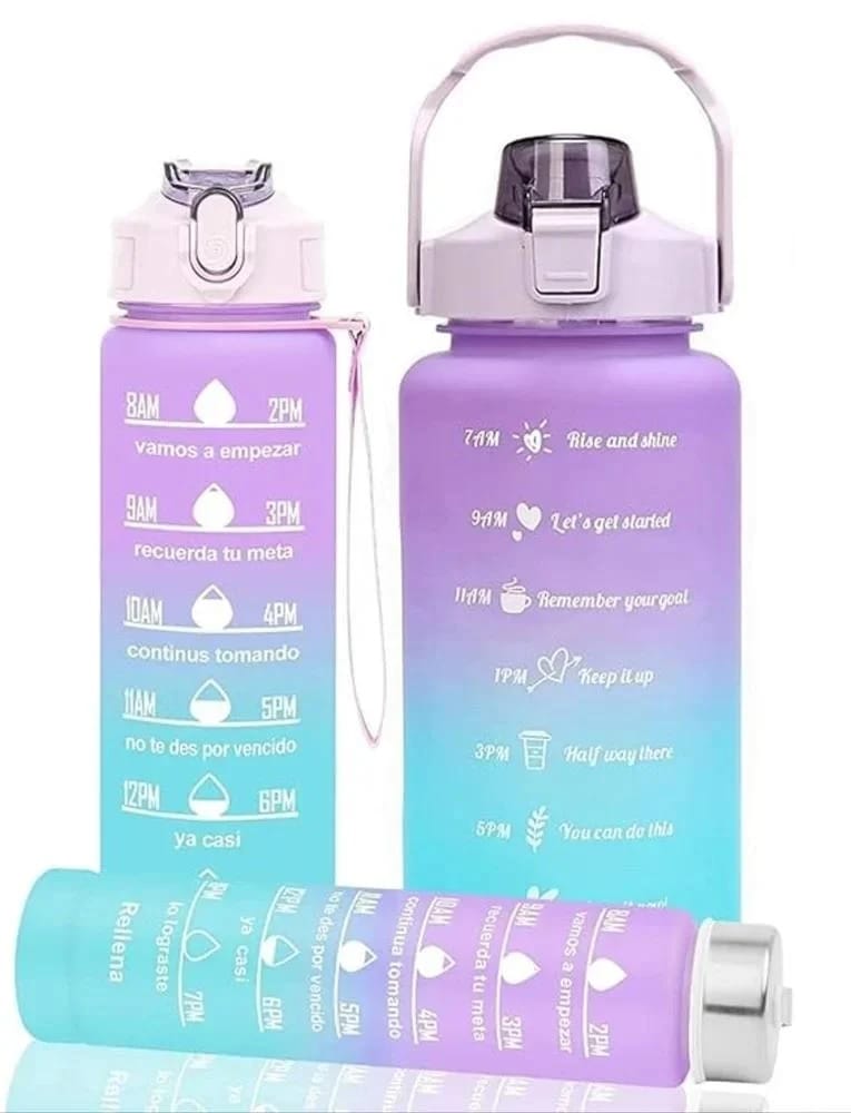 Motivational Water Bottle Silicone 3 In 1 set Motivation Water Bottle