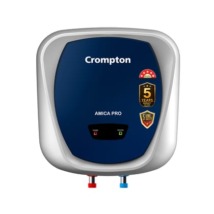 Crompton Amica Pro 10L | Free Installation | 5Star Storage Water Heater (Geyser) | Glassline Tank for Hard Water | 8 Bar HighRise Pressure | 5Level Safety | RustProof Body | 2kW Fast Heating Crompton Amica Pro 10L | Free Installation | 5Star Storage Wate