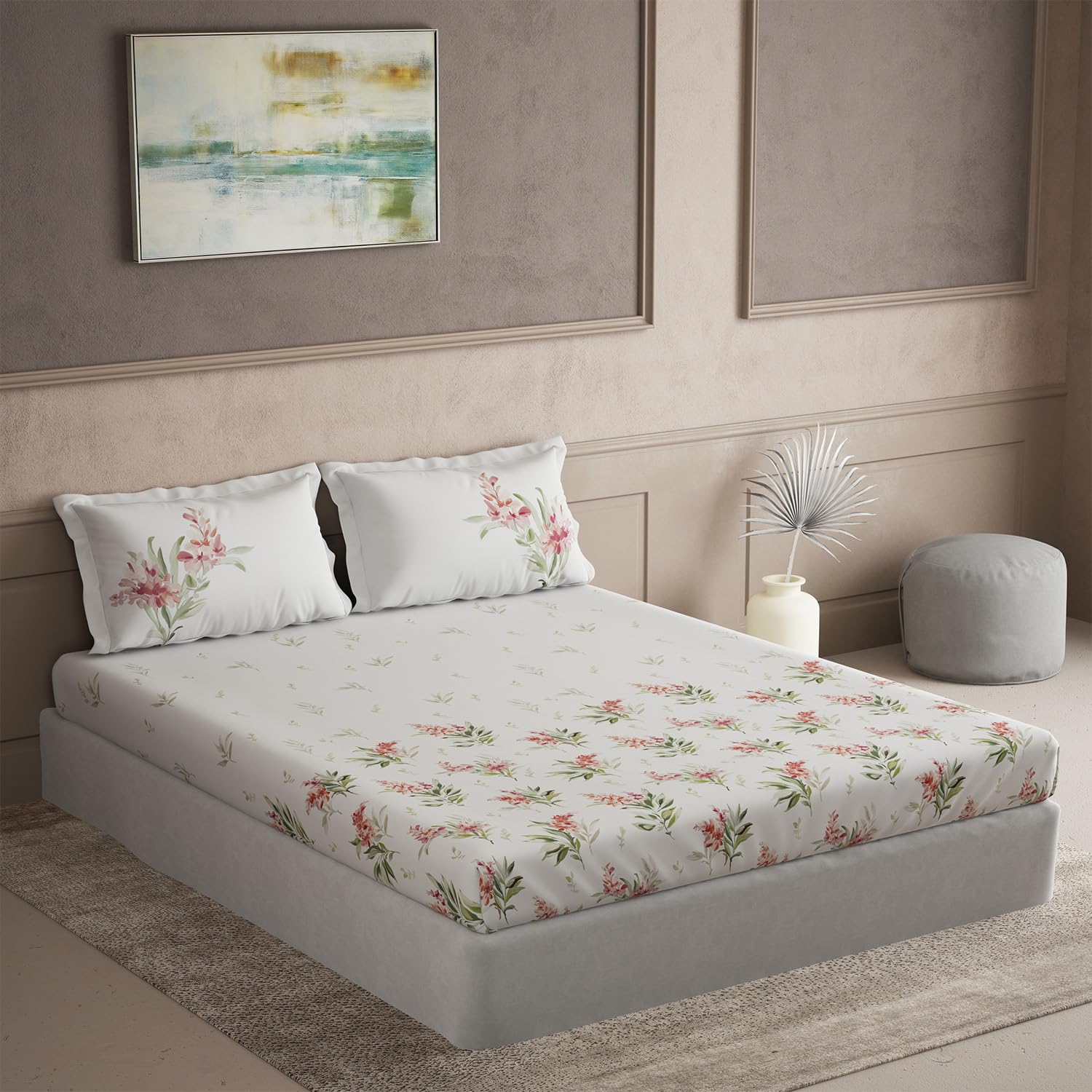 DDECOR - Radiance Collection 100% Cotton Floral Pattern 145TC Super King |274 CM X 274 CM| Pink