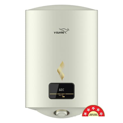 V-Guard Victo DG Geyser 10 Litre Water Heater | Digital Display | BEE 5 Star Rating | Vitreous Enamel Coating | Free PAN India Installation & Connection Pipes | White V-Guard Victo DG Geyser 10 Litre Water Heater | Digital Display | BEE 5 Star Rating | V