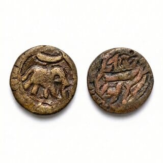 Elephant Engraved Tipu Sultan - Mysore, Ancient India Copper old Coin