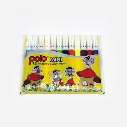polo mini watercolour pens 12 bright & smooth colors | non-toxic & child-safe | ideal for kids, students & creative art projects