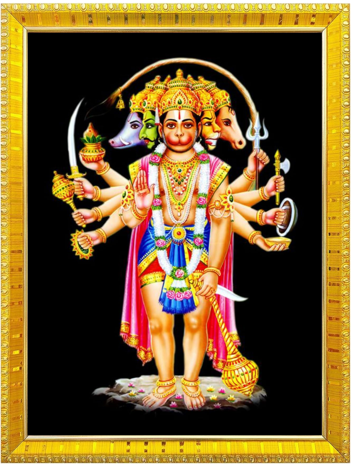 NOKKES Hanuman Bajrangbali Hanumanji Maruti Golden 5X7 Inch Photo Frame_AQW25