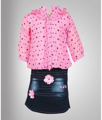 Cherry Tree Cotton Blend A-line Dress For Girls ( Pack of 1 , Pink )
