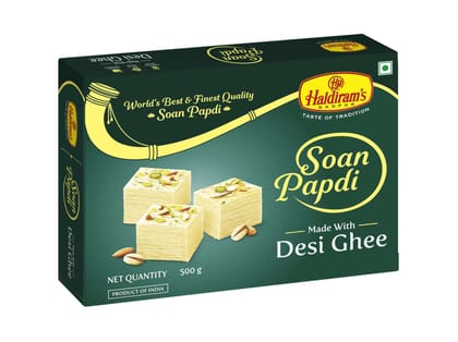 Haldiram's Soan Papdi (Desi Ghee) Packed Sweets - 250 Gm - Pack of 2 Haldiram's Soan Papdi (Desi Ghee) Packed Sweets - 250 Gm - Pack of 2
