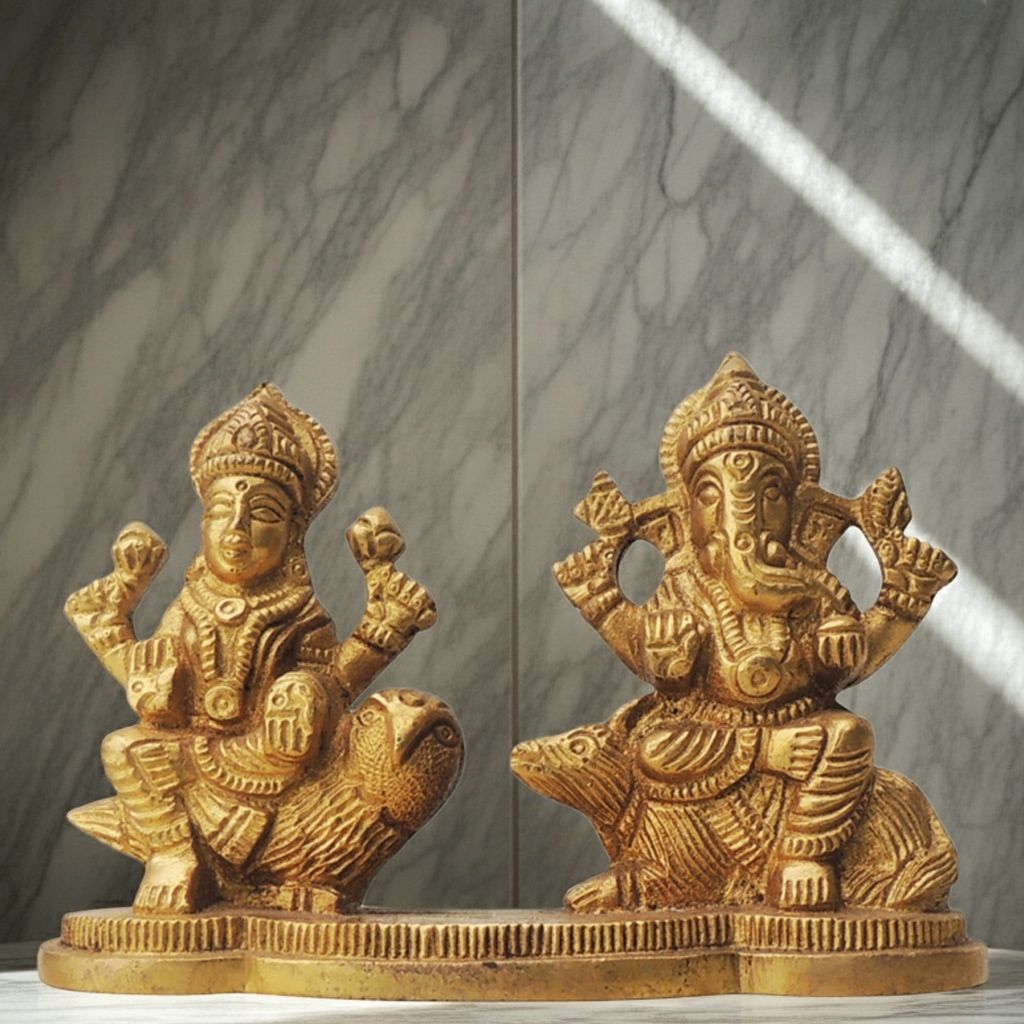 Brass Showpiece Laxmi Ganesh Statue (BSMAS1310 C)