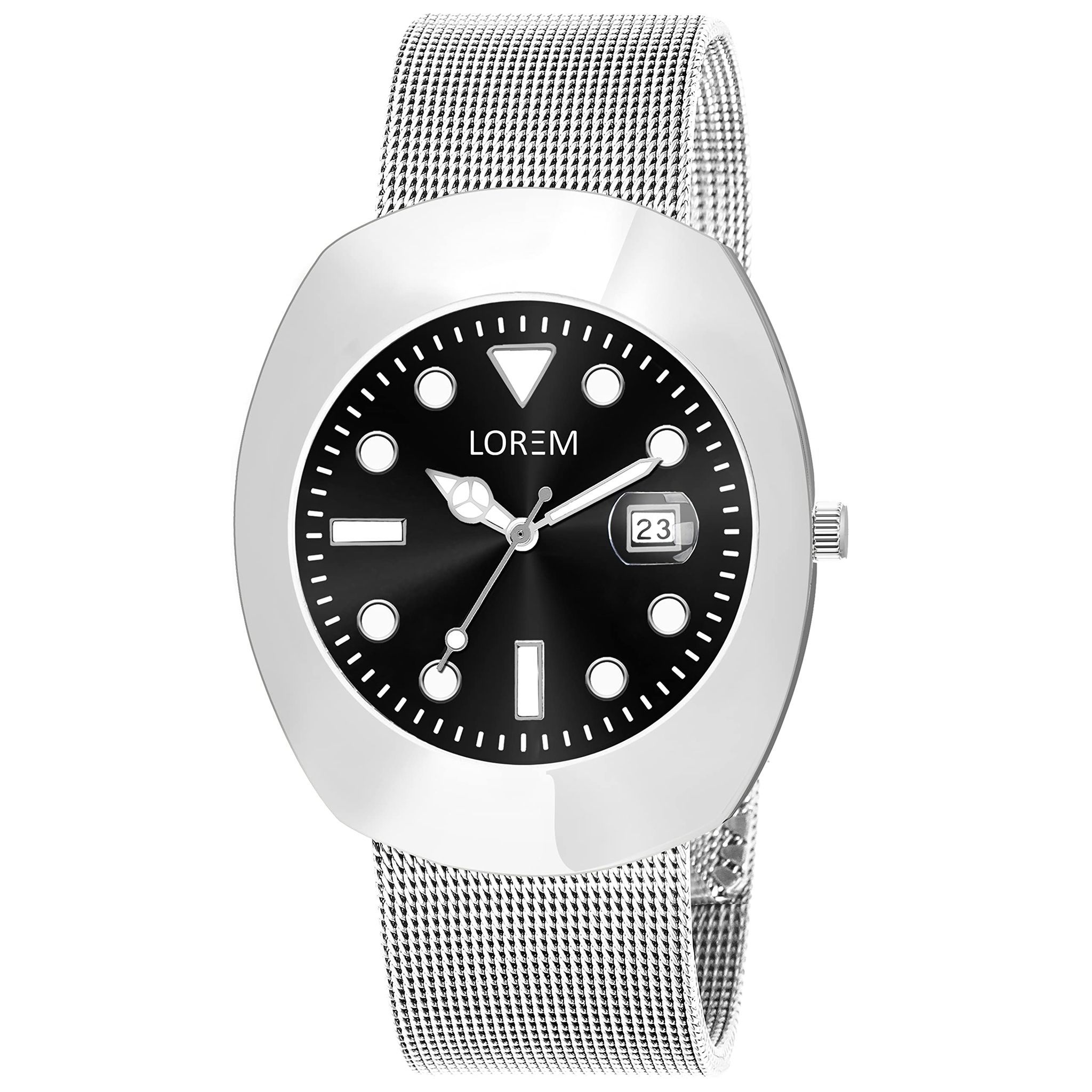 LOREM Silver Intermesh Stainless Steel Strap Analog Watch for Men LR141-UF