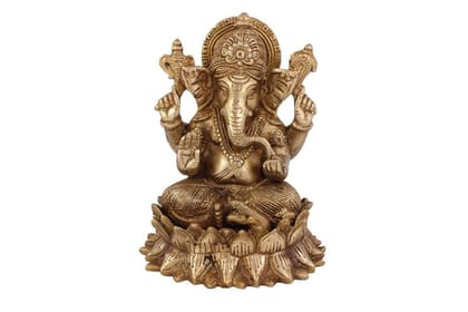Arihant Craft� Hindu God Ganesha Idol Hand Craft Showpiece � 14 cm (Brass, Gold) Arihant Craft� Hindu God Ganesha Idol Hand Craft Showpiece � 14 cm (Brass, Gold)