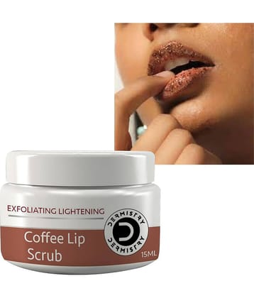 Dermistry Exfoliating Lightening Brightening Coffee Sugar Lip Care Scrub Olive & Coconut Oil Exfoliator Smoothens Damaged Dark Dry Dull Chapped Cracked Pigmented Lips Pigmentation Removal Unisex Use Combo Lip#stick Gloss Set Serum Cheek Tint Oil Gloss Mas