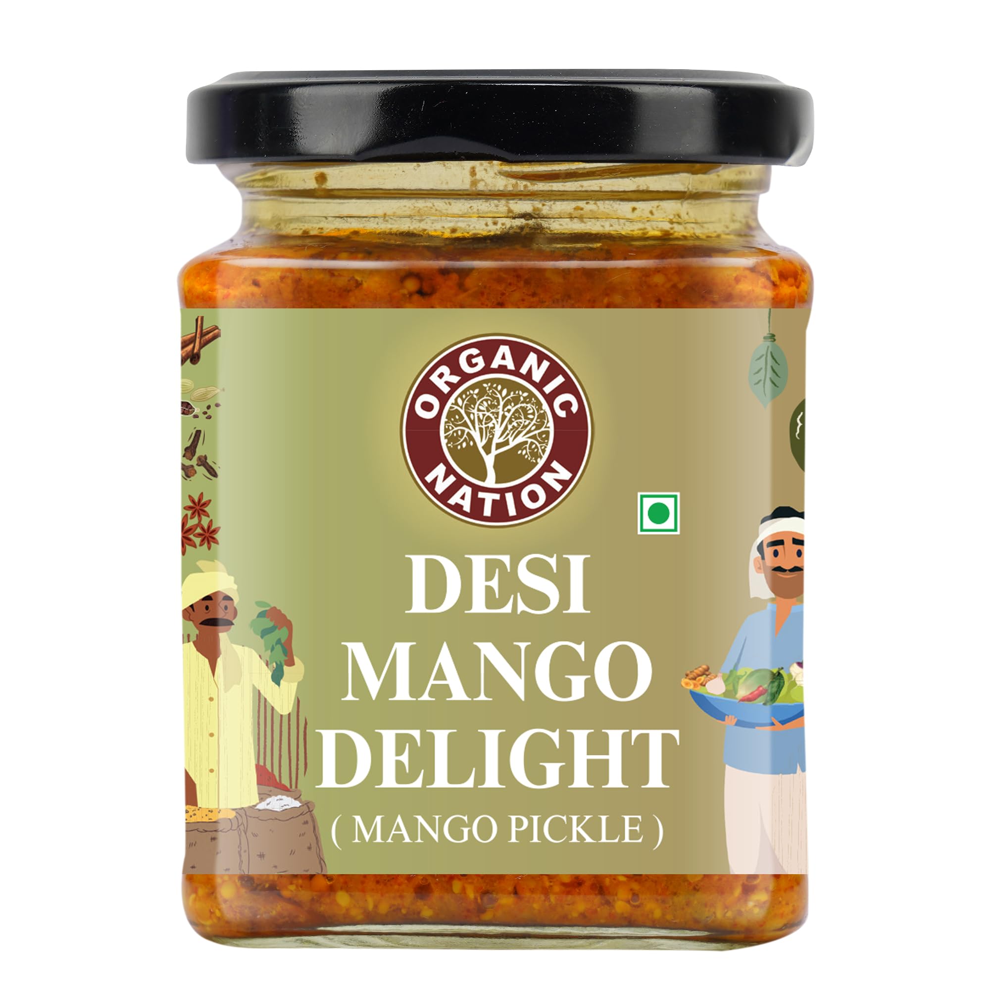 Organic Nation Mango Pickle � Desi Mango Delight | Homestyle Indian Pickle | Authentic Traditional Taste | No Preservatives | 250g