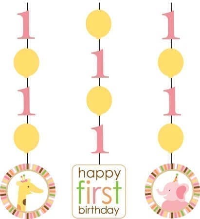 Wanna Party Sweet at 1 Birthday Girl Dangling Cutout - 3CT