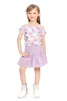 Be:Kids Purple Springtime Whimsy Ruffle Blouse and Gingham Skirt Set Be:Kids Purple Springtime Whimsy Ruffle Blouse and Gingham Skirt Set