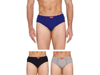 VIP Frenchie Plus Mens Cotton Briefs, Ultra-Soft, All-Day Comfort Fit, Assorted Colours - Pack of 3 - 80