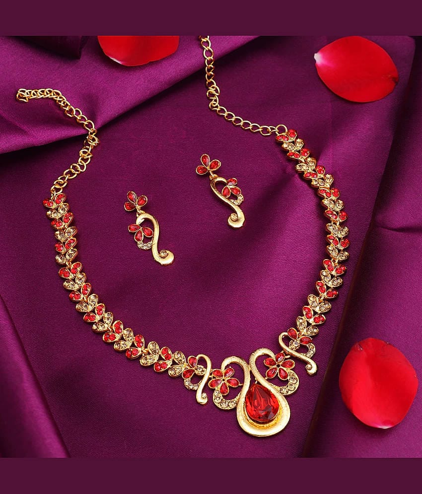Sukkhi Alloy Golden Traditional Necklaces Set Collar