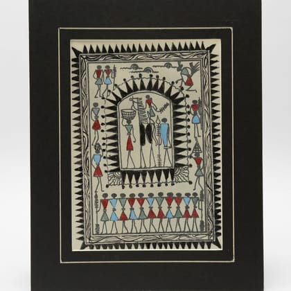 Authentic Classic Indian Traditional Unframed Hand Made Saura Painting (45.36X114.31)