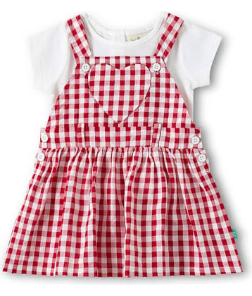 Juscubs Baby Girls Cotton Dungarees ( Pack of 1 , Red )