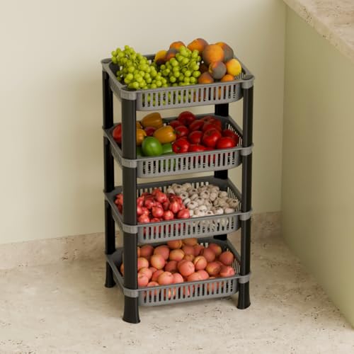 Multipurpose Plastic Kitchen Rack with Baskets