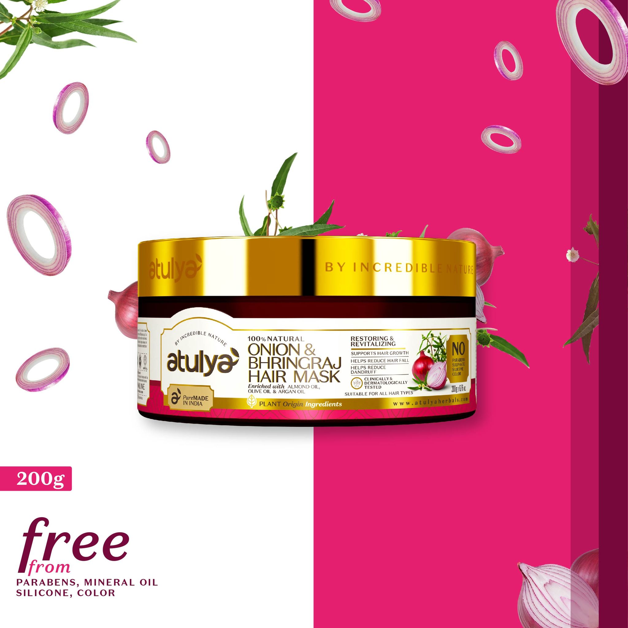 Atulya Onion & Bhringraj Hair Mask | Restores and Revtalizes Hair - 200gm